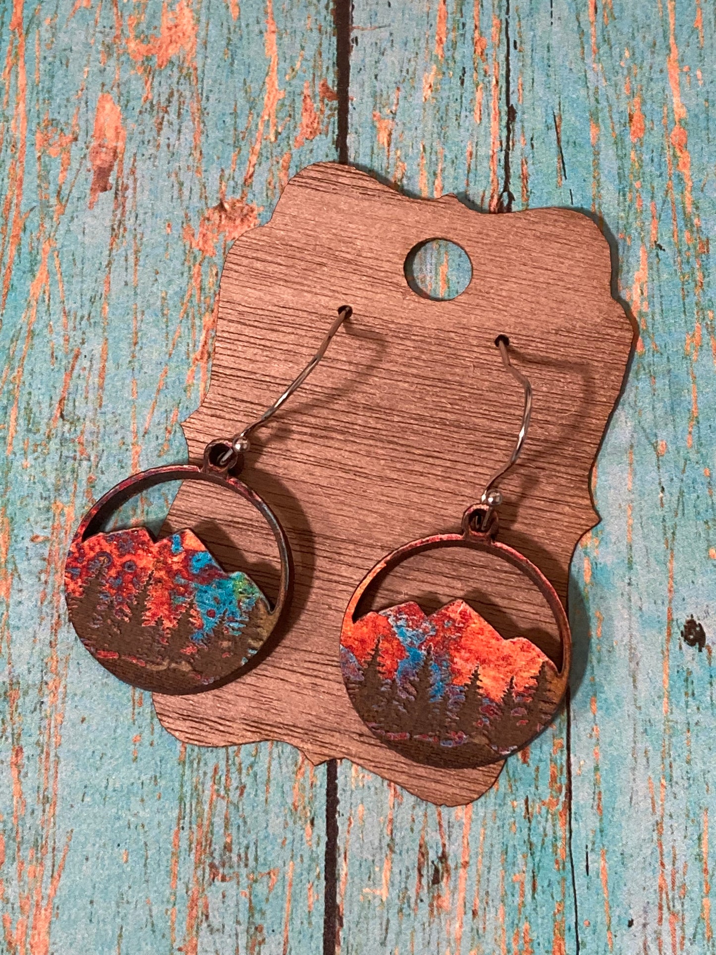 Mountain Range Wooden Earrings