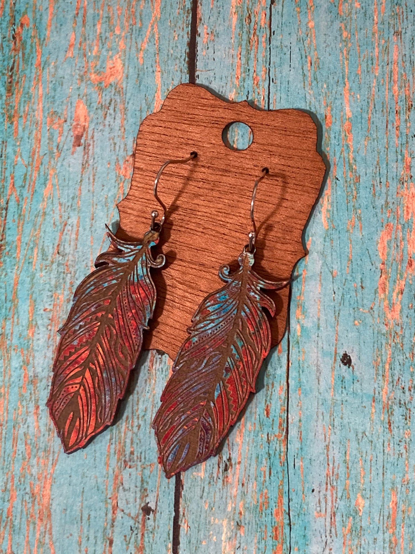 Feather Wooden Earrings