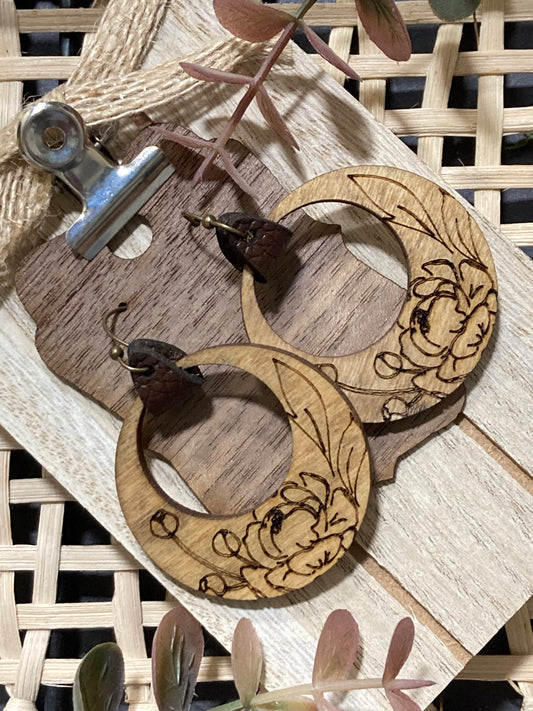 Peony Wooden Earrings