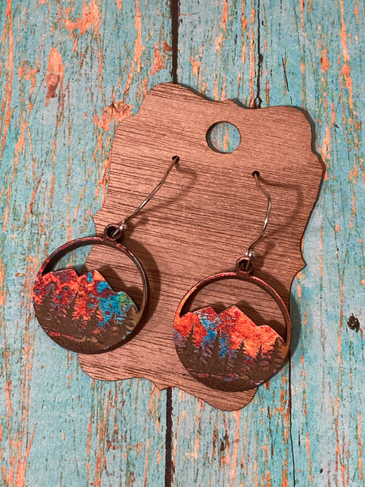 Mountain Range Wooden Earrings