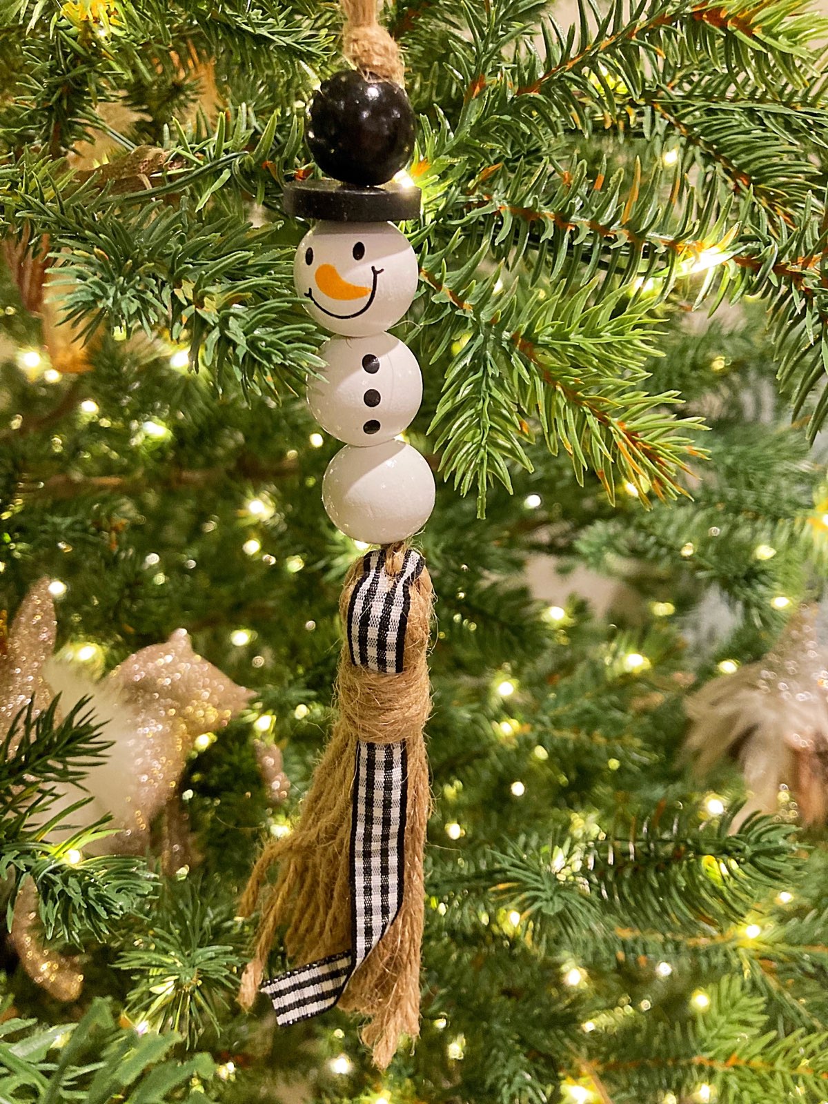 Wooden Bead Snowman Tassel