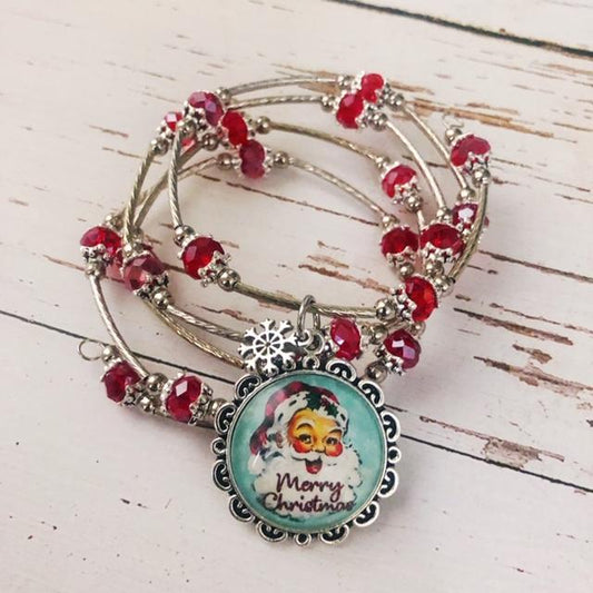 Santa Merry Christmas Wrap Bracelet